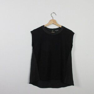 Club Monaco Womens Sleeveless Top Black Wool Textured Luxury Blouse S 112